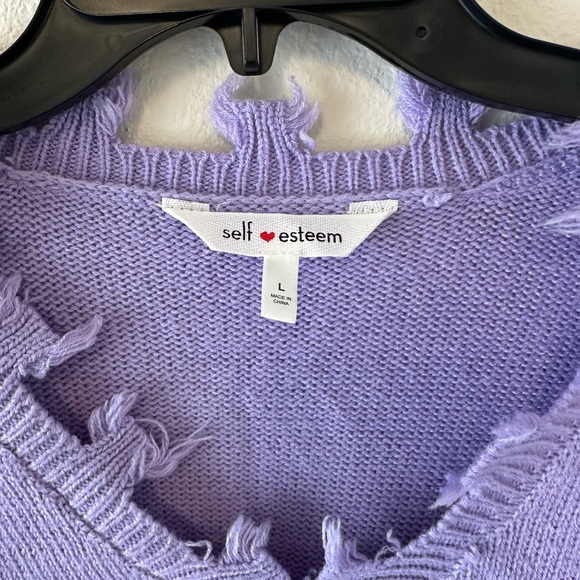 Self Esteem Lavender Daisy V-Neck Sweater - Picture 5 of 6